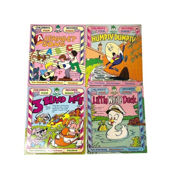 Lot Of 4 Vintage Peter Pan 45 RPM Extended Play Children's Four Vinyl Records - Picture 1 of 7